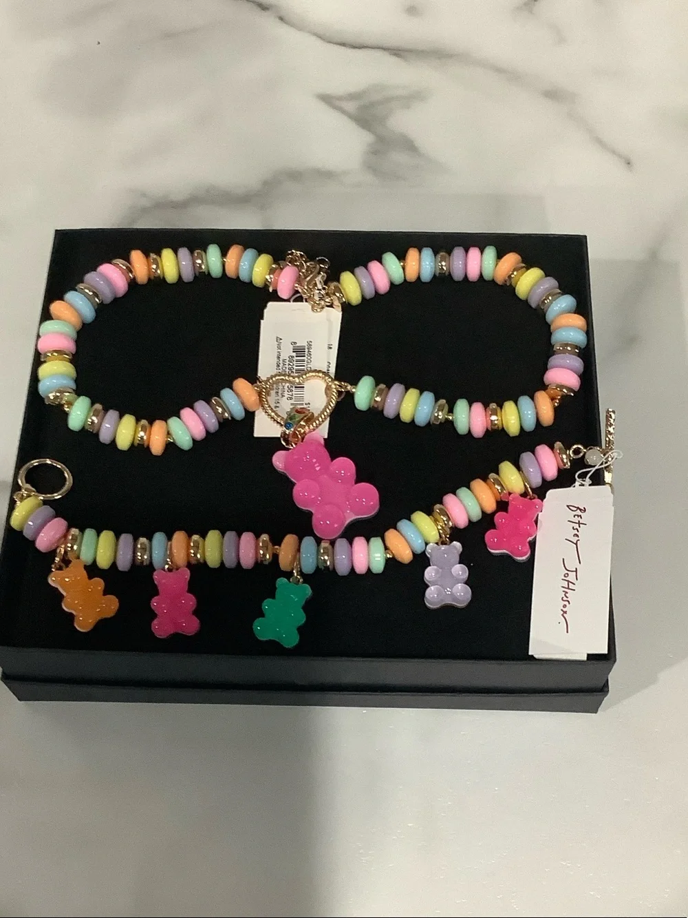 Betsey Johnson Pastel Gummy Bear Kids Necklace & Bracelet Set - Multicolor